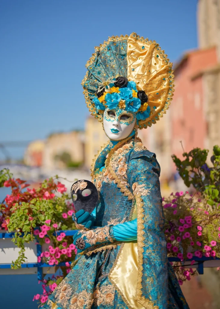 carnaval de venise costume turquoise et or