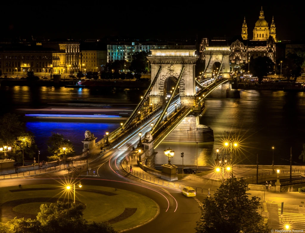 Pont des Chaines la nuit depuis Buda