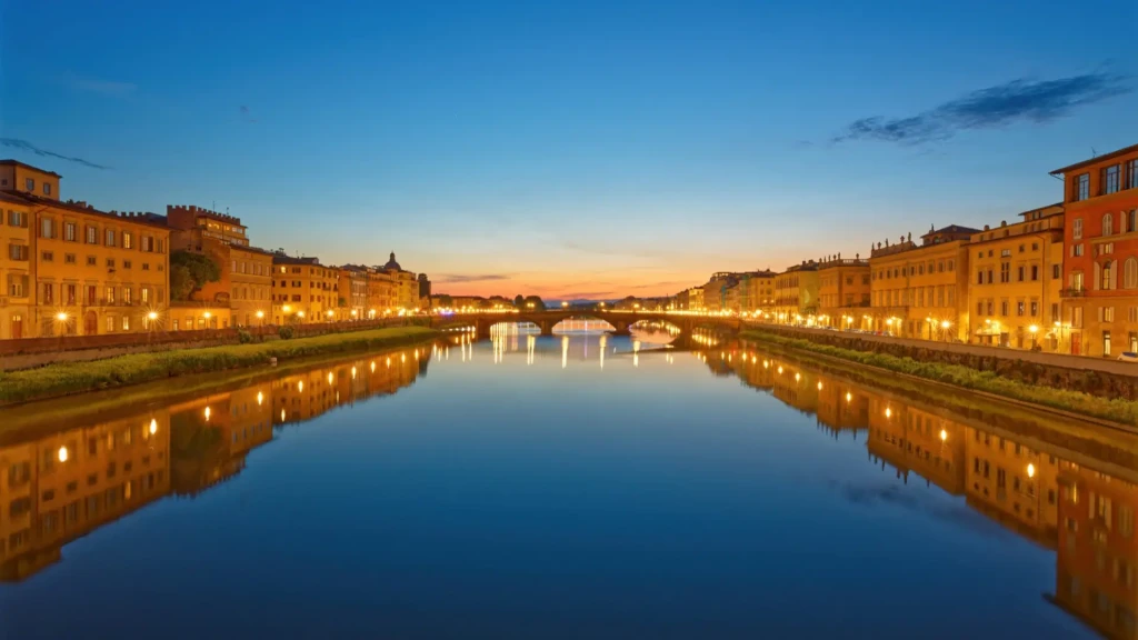 zoom horizon Florence la riviere arno